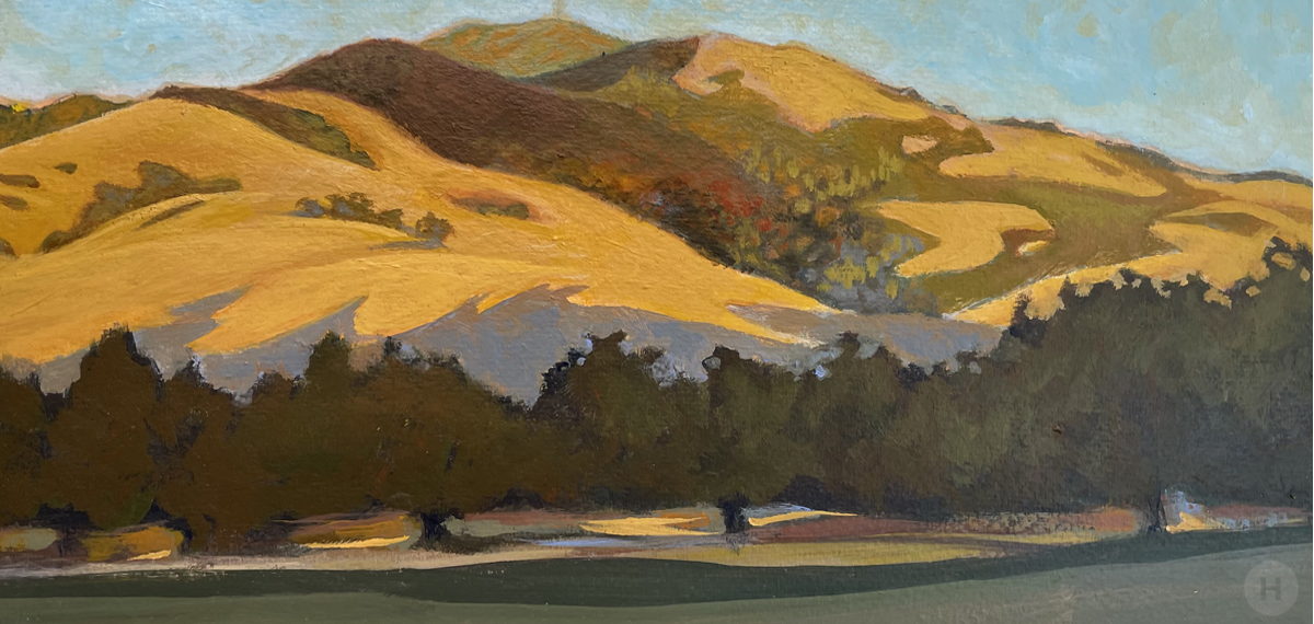 Mt Diablo from Castle Rock Rd, Acrylic on Paperboard  13"w x 6"h