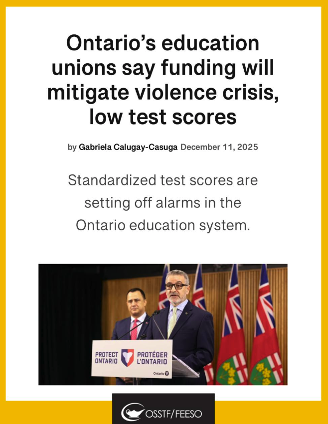 Ontario's education unions say funding will mitigate violence crisis, low test scores