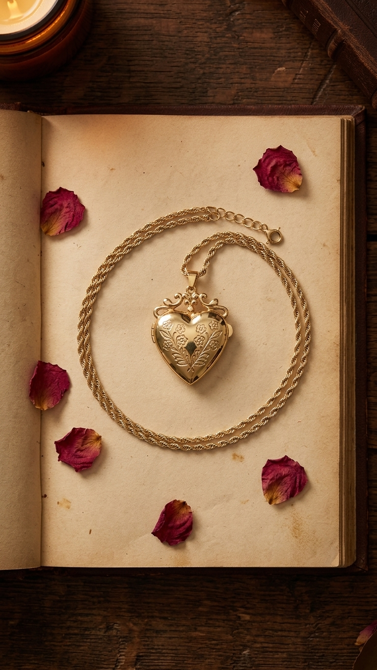Heart Locket Necklace - 18k Gold Plated