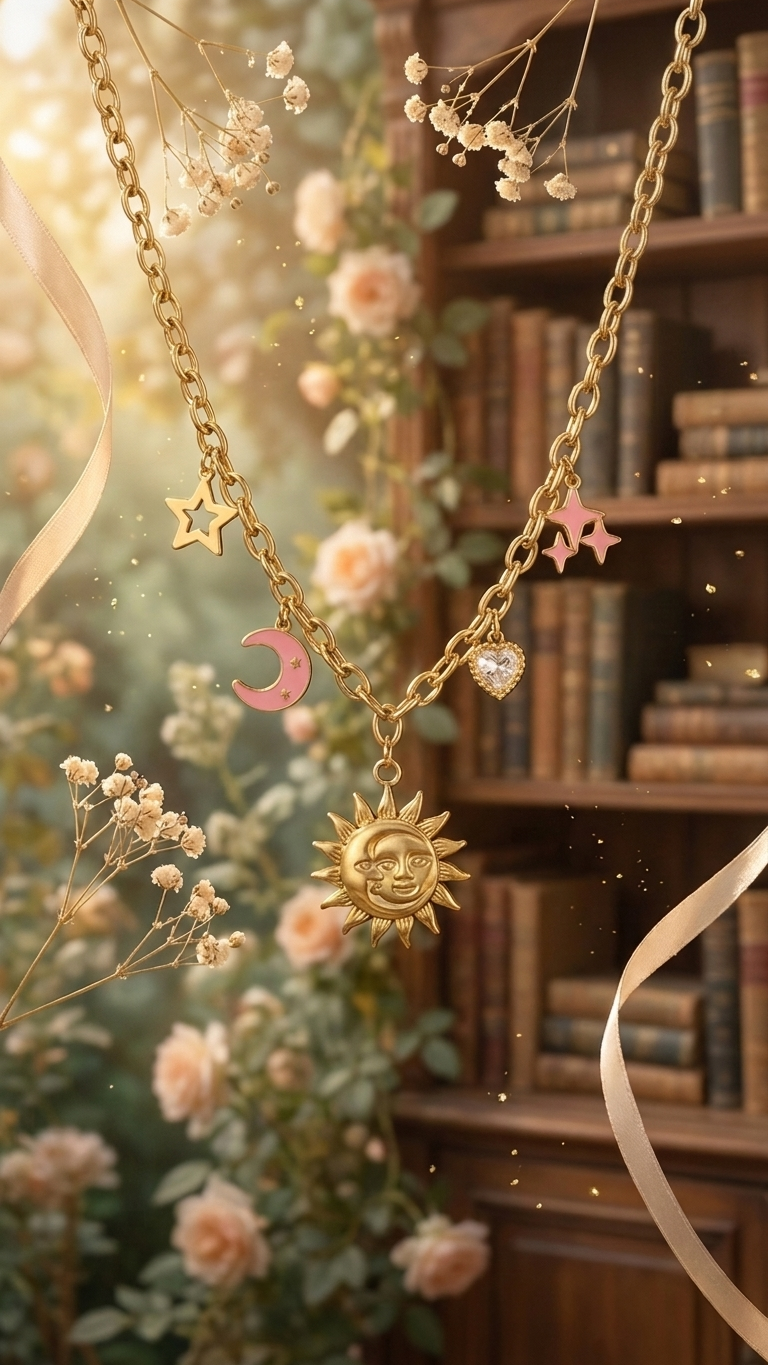 Sun Charm Necklace - 18k Gold Plated