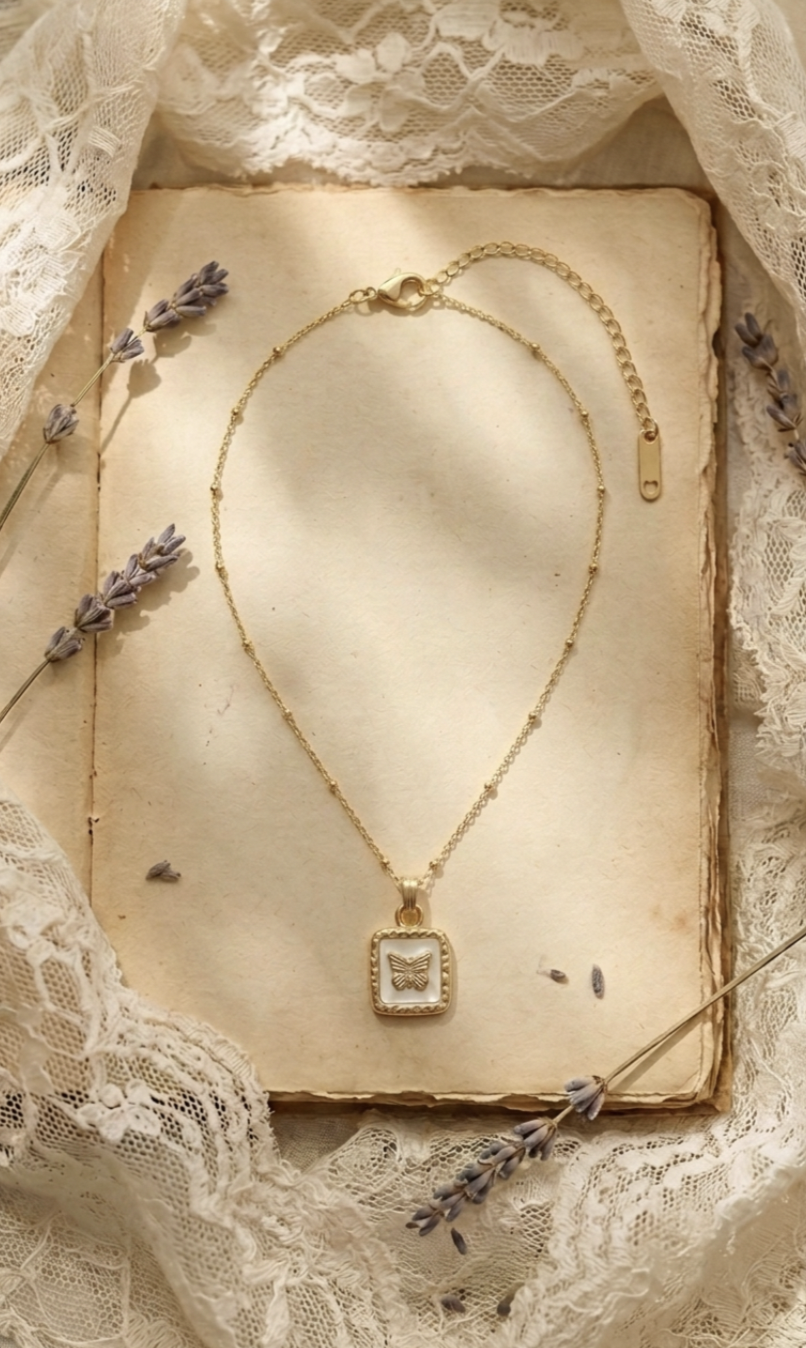 Butterfly Shell Necklace - 18k Gold Plated