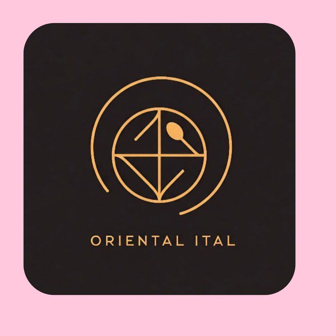 A logo with a circular design and geometric shapes, featuring the text "ORIENTAL ITAL" below, set against a black background.