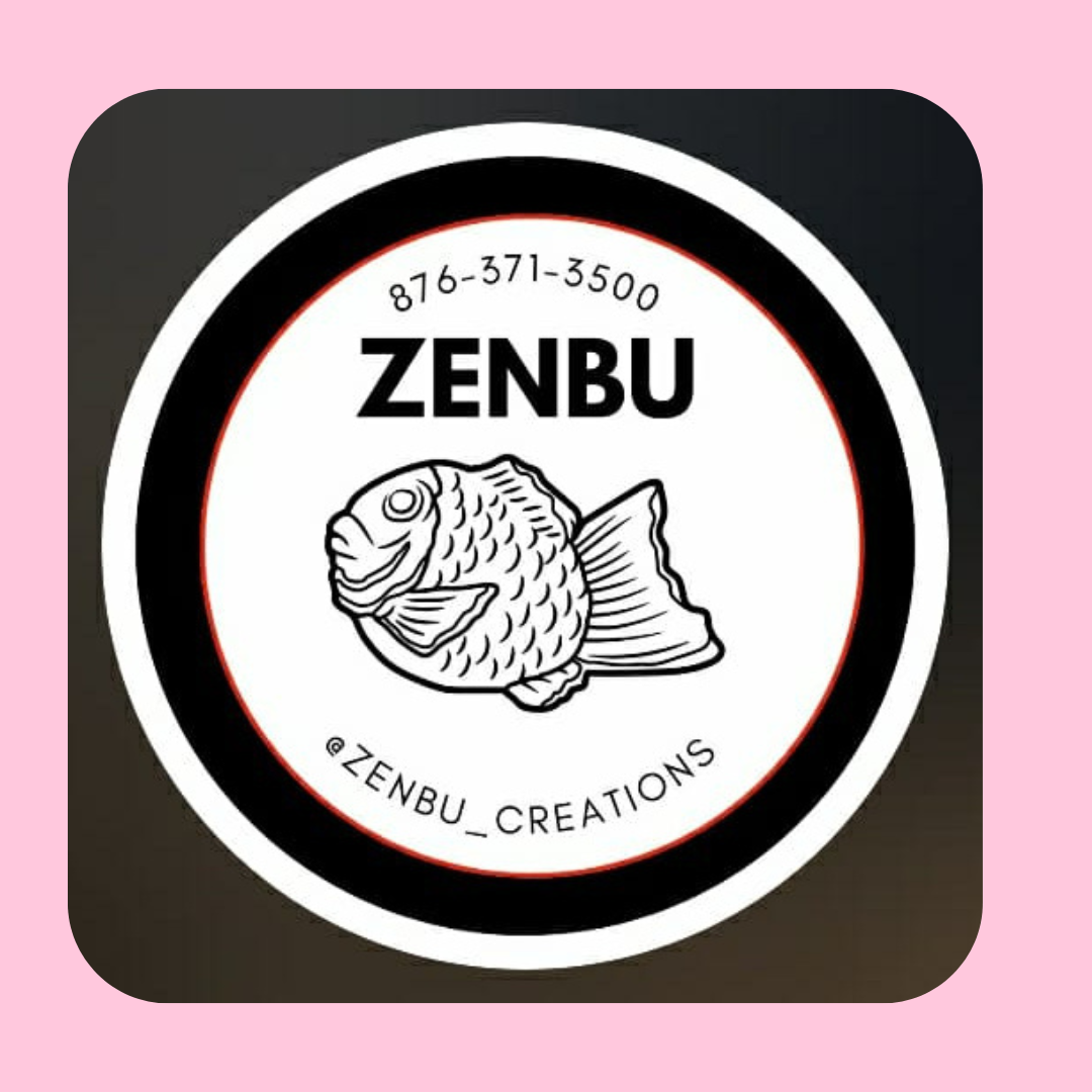 Logo featuring a fish illustration, the word 'ZENBU', contact information, and social media handle '@ZENBU_CREATIONS'.