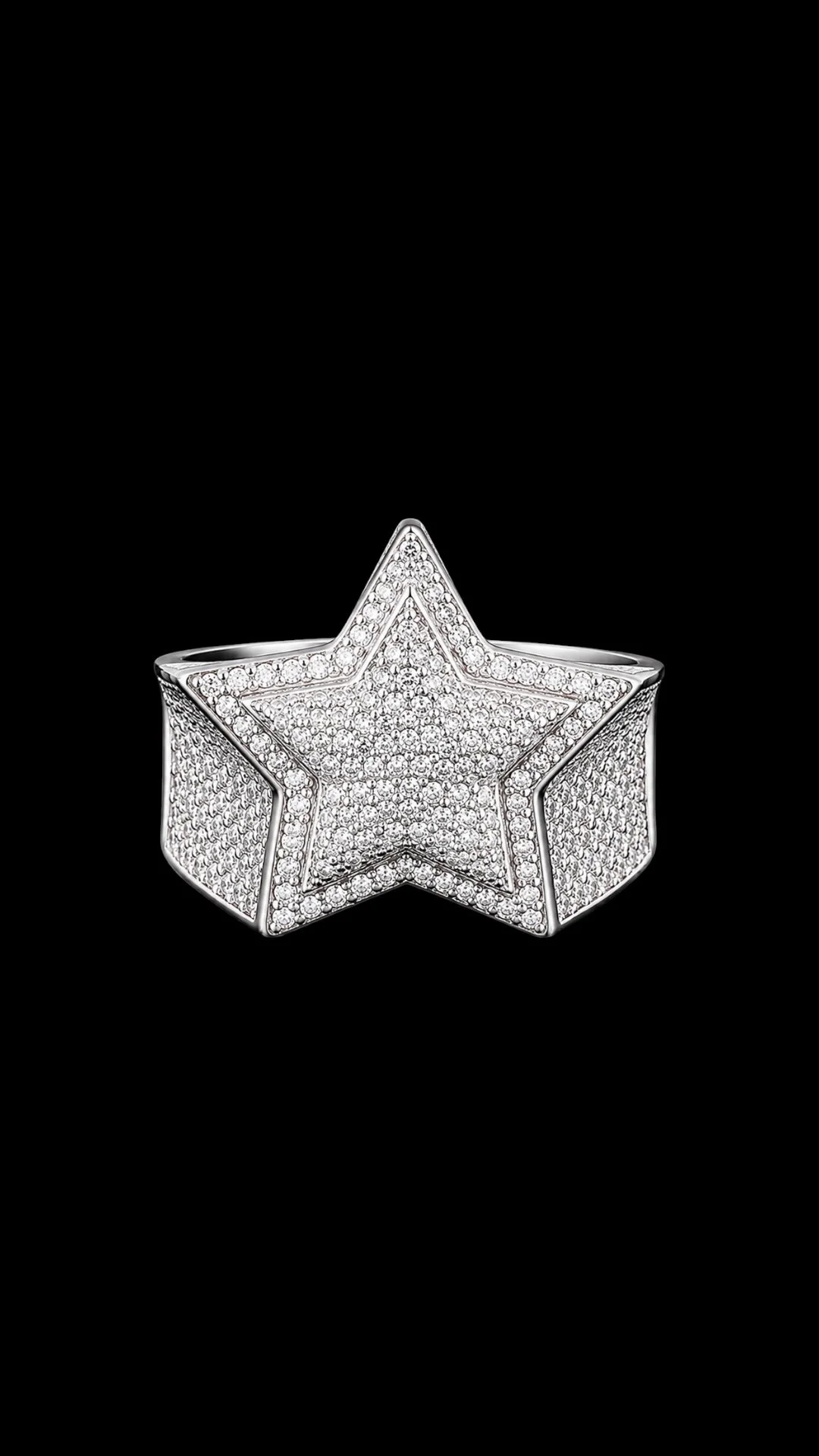 925 Silver, 4.41CTW Moissanite Star Ring