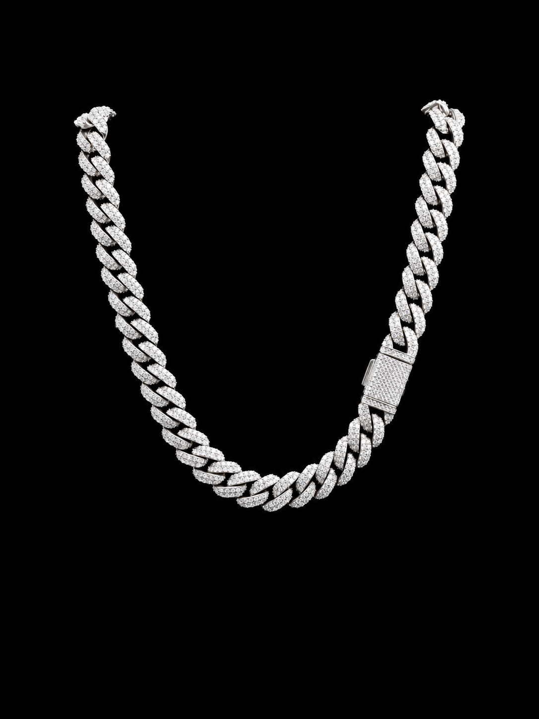 925 Silver, 22.80CTW Moissanite Miami Cuban Chain