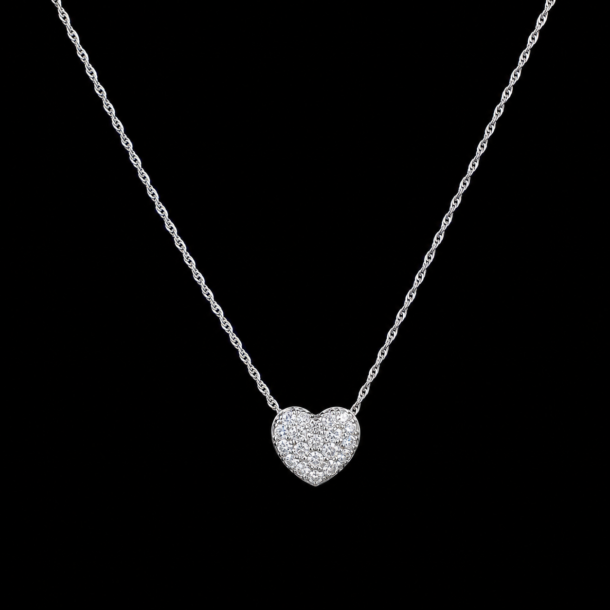10K White Gold, 0.33CTW Natural Diamond Heart Necklace