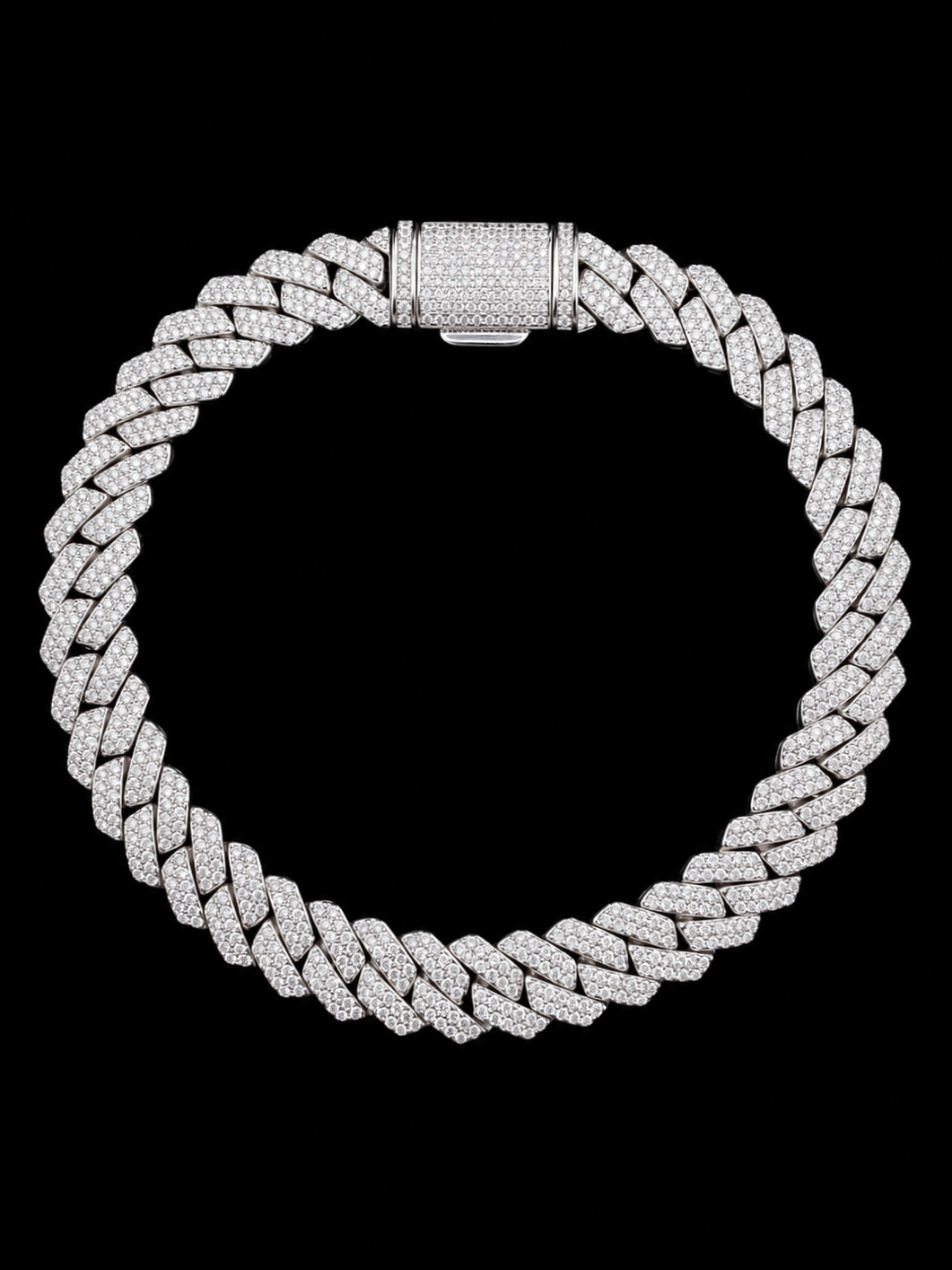 925 Silver, 3.4CTW Moissanite Square Miami Cuban Bracelet