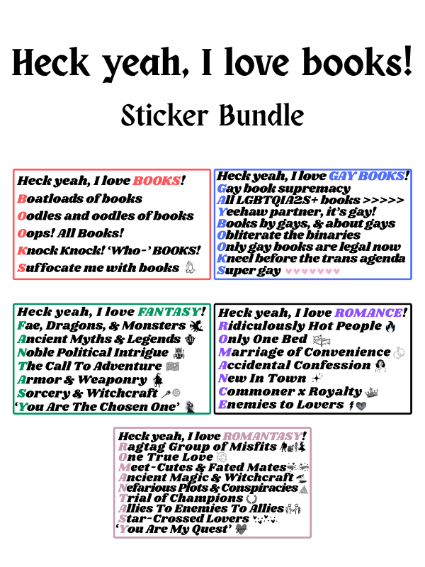 "Heck yeah, I love books!" Sticker Bundle