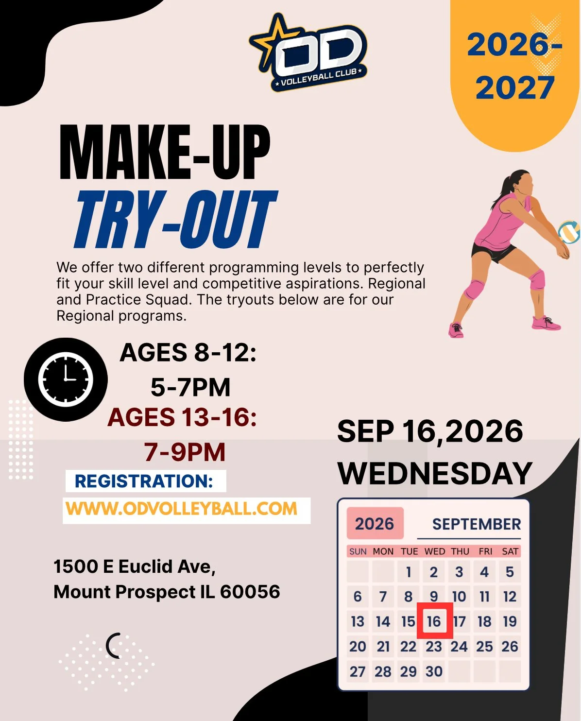 OD VBC | Make Up Try-Outs | All Ages | 9/16/26