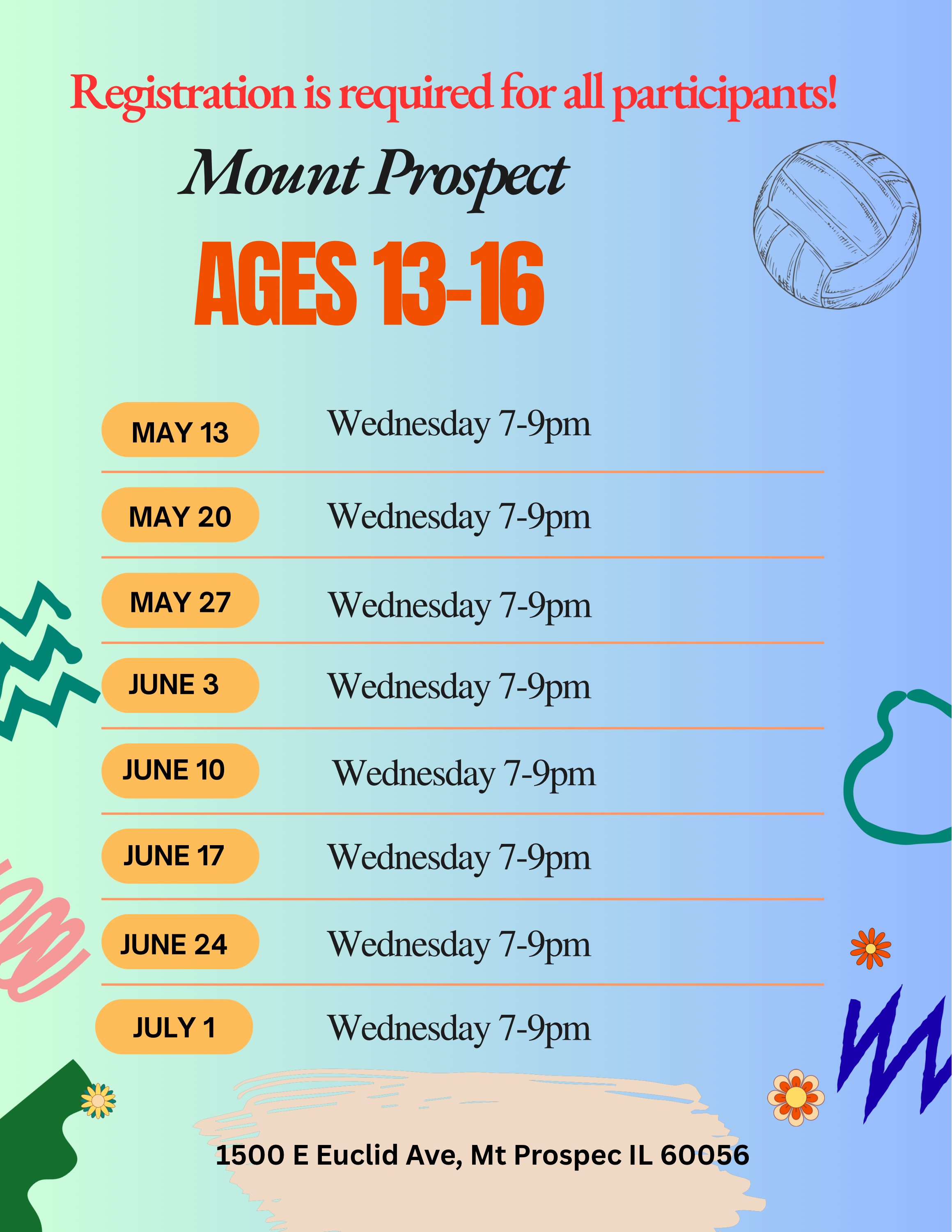 Teens (ages 13-16) - 8 weeks - Mount Prospect Wednesday