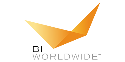 Logo of TransPerfect with an orange and gold abstract design.