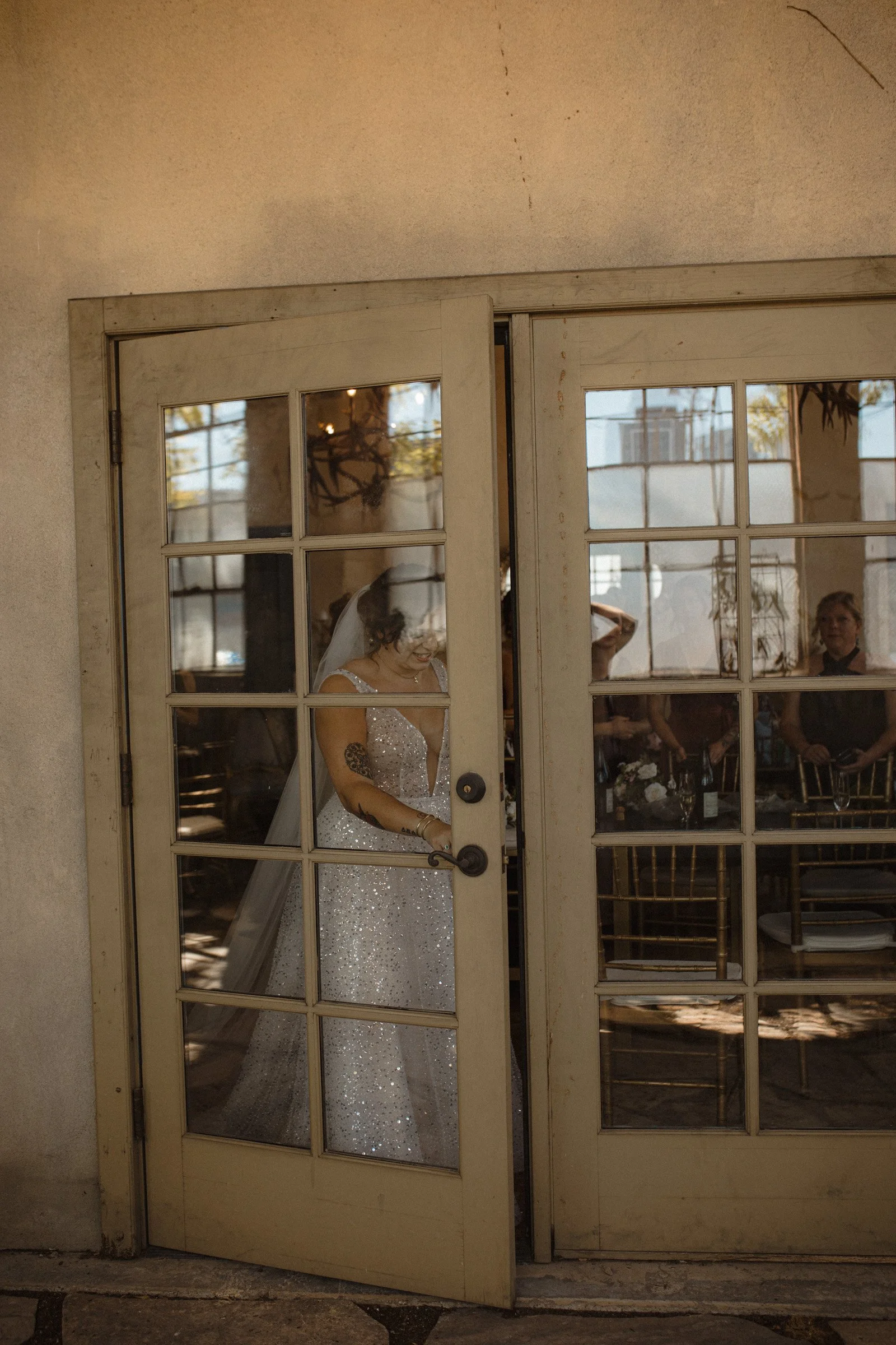Bride and grooms first look at The Ruins, Queen Anne, Seattle