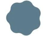 Plain, solid blue shape with scalloped edges on a white background.