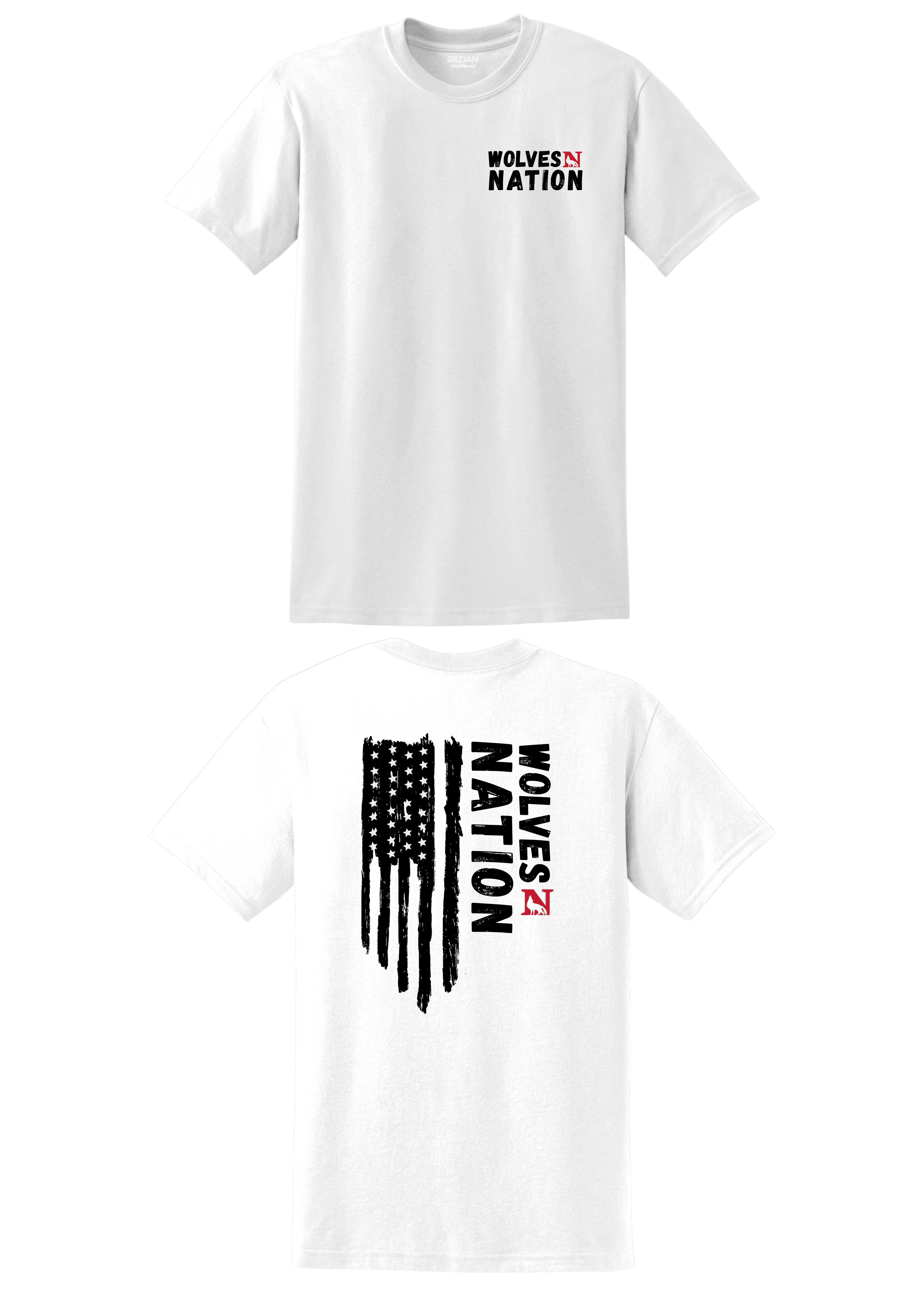 B/W Distressed Wolves Nation