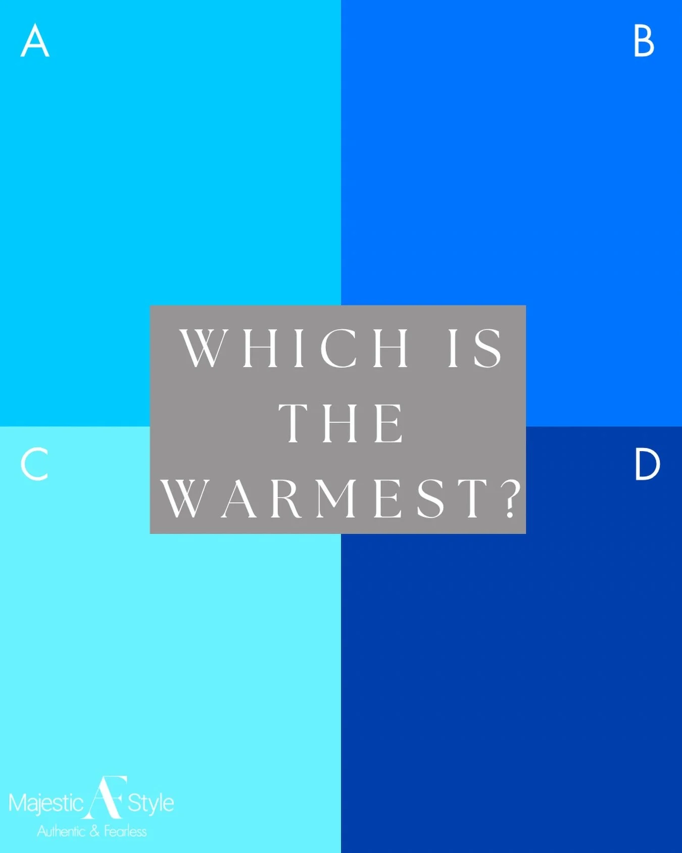 At first glance, these all look like &ldquo;just blue.&rdquo;

But look a little longer.

While blue is inherently a cool color, some blues are warmer than others. That does not make them warm &mdash; it means they sit closer to neutral.

In color an
