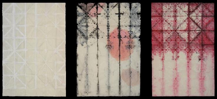 "Cathedral Series", Relief and pigment on kozo, 13" × 66"