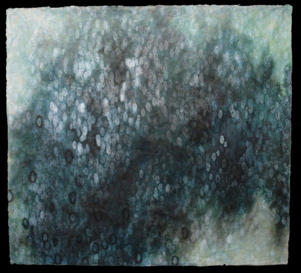 "Impartial Rain", Relief and pigment on kozo, 51" × 48"