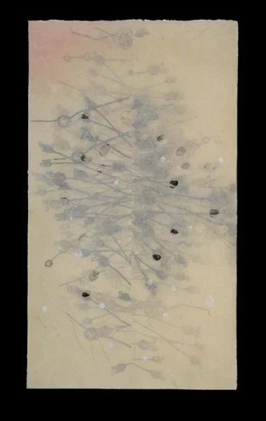 "Organic Winter", Relief, screen print, chine colle and pigment on kozo, 12.5" x 22"