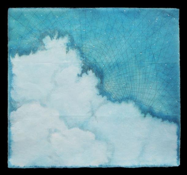 "Star Map XI" Pigment, graphite,
and pin holes on kozo, 11" × 12"
