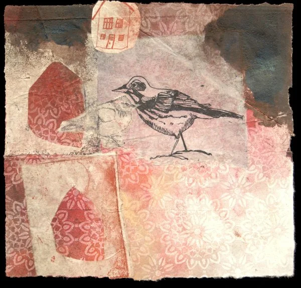 "I'Il Miss You", Intaglio, relief, monoprint, chin colle, 6" x 6.5"