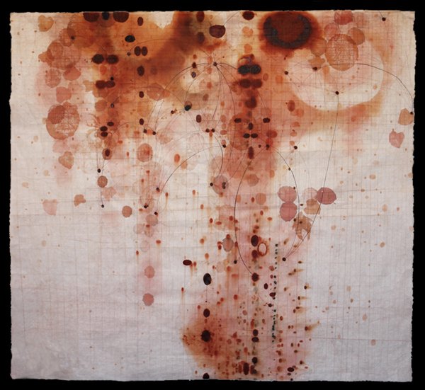 "Below the Surface", Relief, ink, chine colle' and pigment on kozo, 51" x 48"