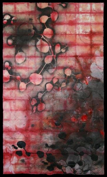 "Echoes", Relief, screen print and pigment on kozo, 23" × 39"