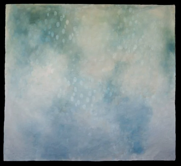 "Lingering Stillness", Relief and pigment on kozo, 51" × 48"