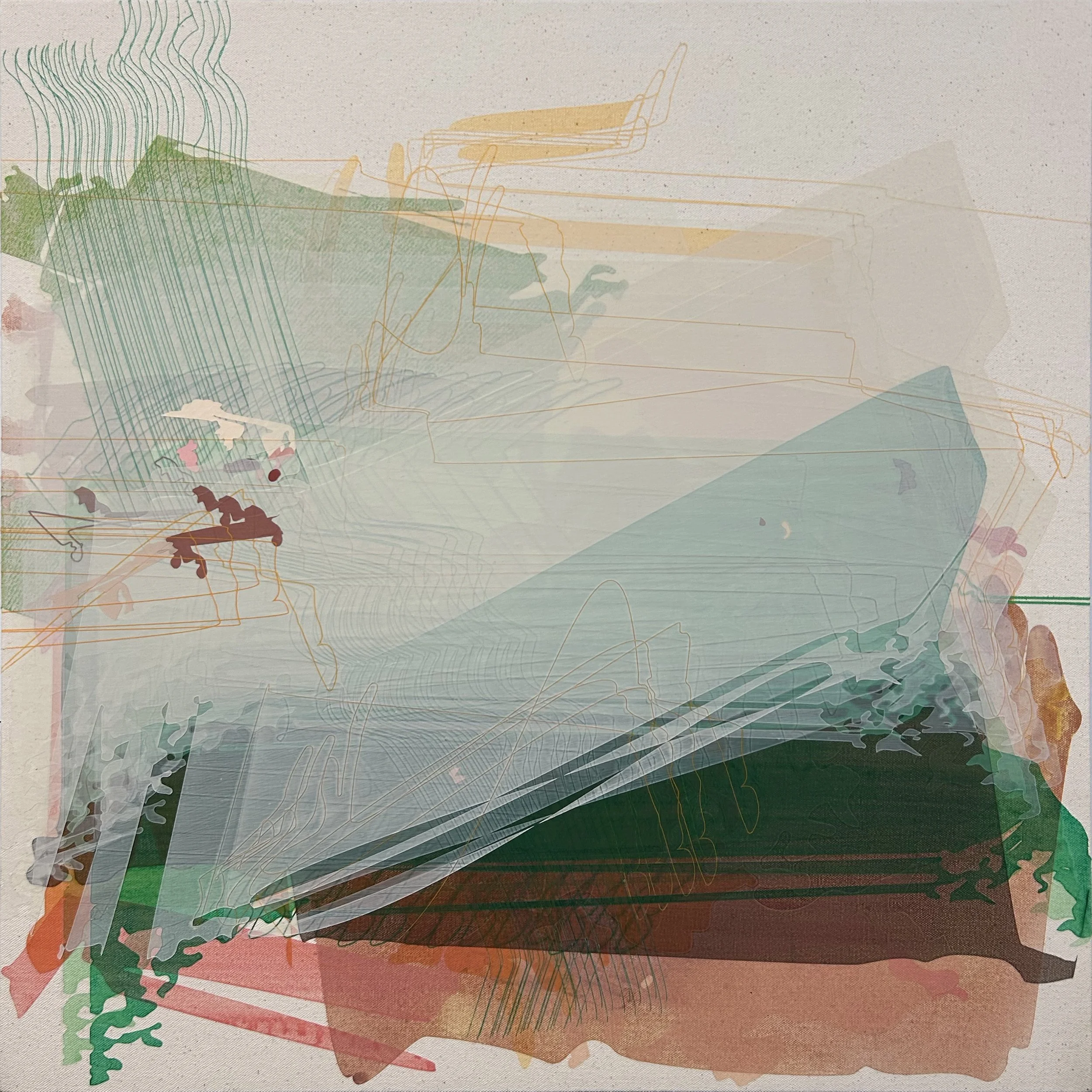 Freeform (Self-Portrait_22 Paths). Acrylic on canvas over panel. 22"x22". 2026