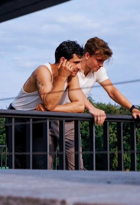 Two friends talking outside