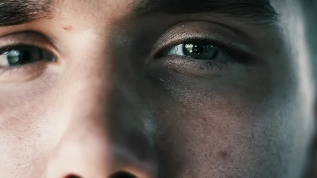 close up of a man's eyes