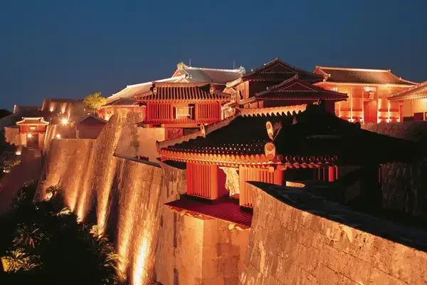 Shuri Castle wall at night