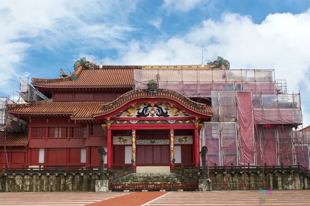 Shuri Castle being rebuilt