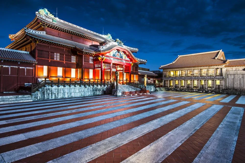 Shuri Castle courtyard at night