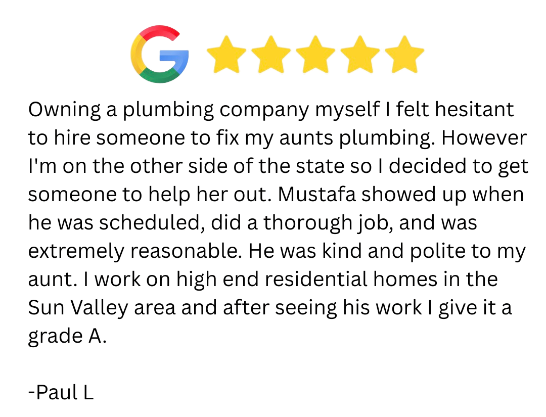 Owning a plumbing company myself I felt hesitant to hire someone to fix my aunts plumbing. However I'm on the other side of the state so I decided to get someone to help her out. Mustafa showed up when he was scheduled, did a thorough job, and was ex