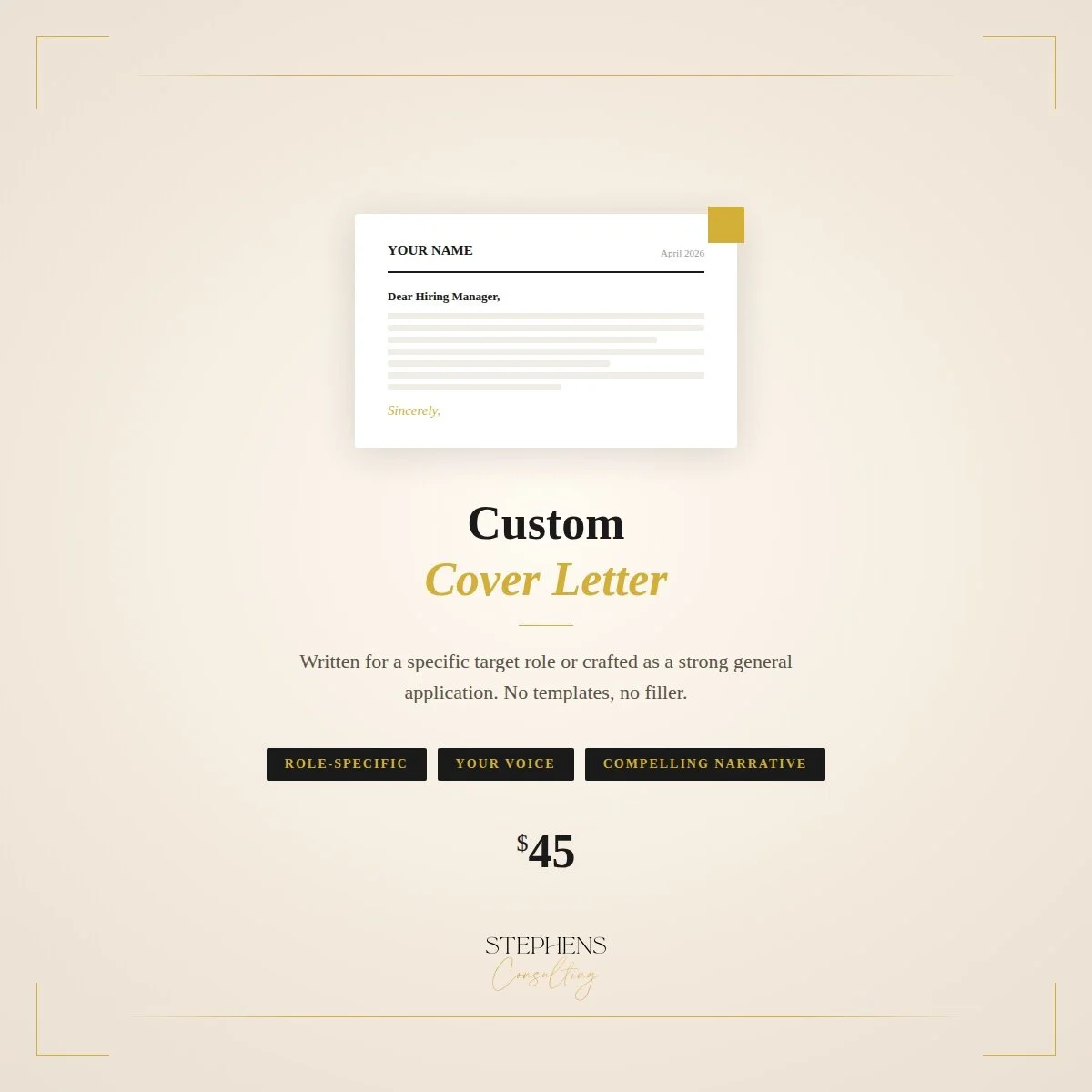 Custom Cover Letter Writting