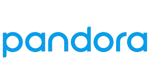 Pandora logo with the brand name in blue lowercase letters.