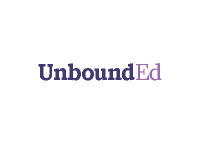 The logo of UnboundEd with the text in blue and purple