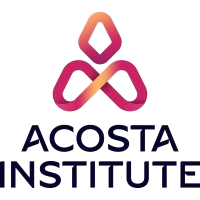 Logo of the Acosta Institute featuring a stylized pink and orange geometric motif above the name.