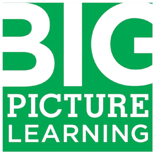 Logo with the words 'Big Picture Learning' in black text on a green background.