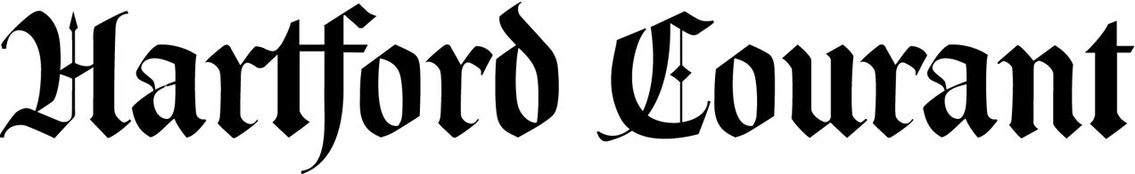 Close-up of the Hartford Courant newspaper logo in black text.