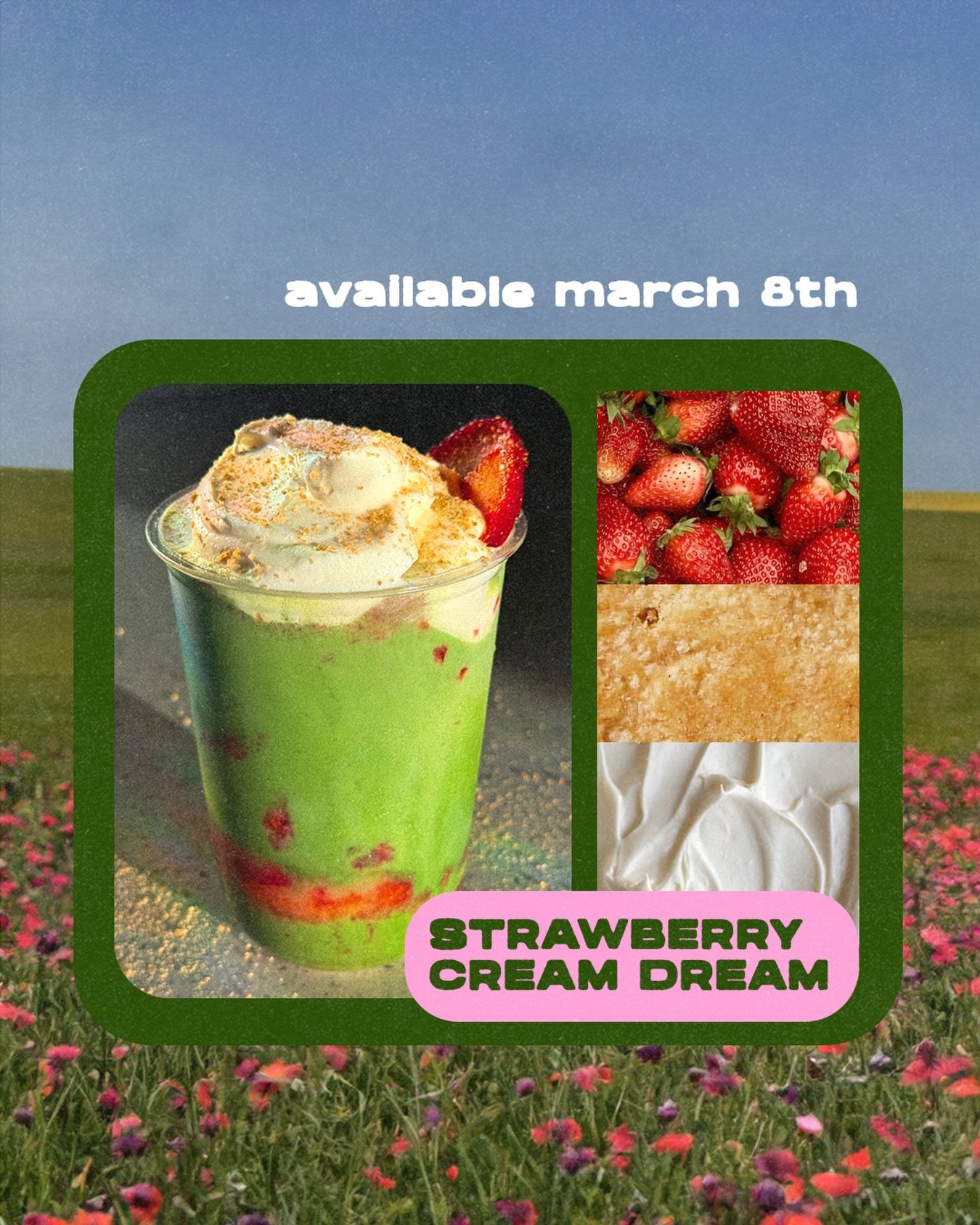 STRAWBERRY CREAM DREAM 🍓🍰: Since we started our business, strawberry+basil has been a staple&hellip; until now. 

Our reimagined vision for our strawberry matcha is inspired by the @flstrawberryfestival with hints of savory sweetness and tart fresh