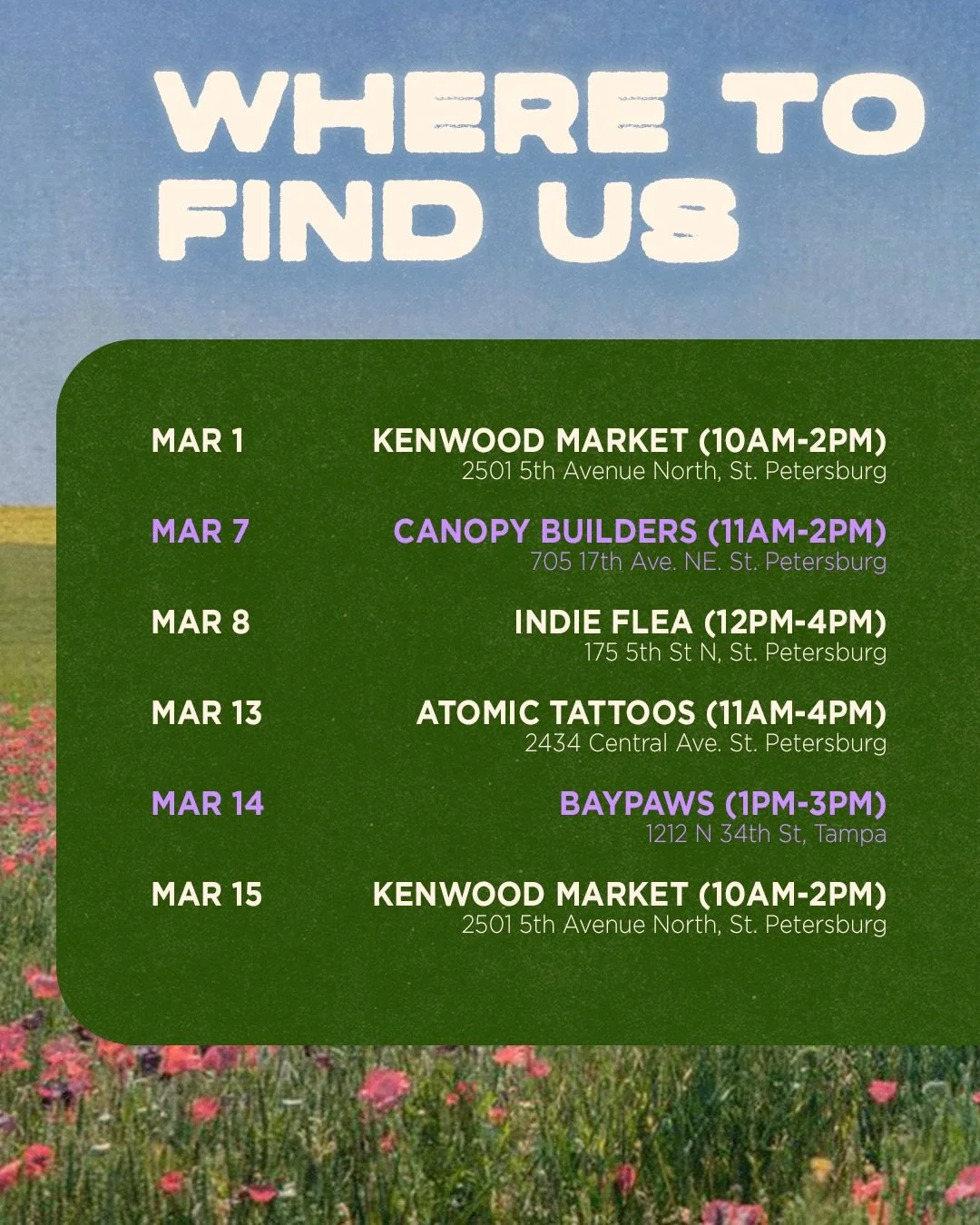 March is in full swing! 🌼 Wait until you see this month&rsquo;s menu&hellip; 🥕🍰🍍🚬🌷We will debuting our new spring menu on the 8th at @indieflea 💕