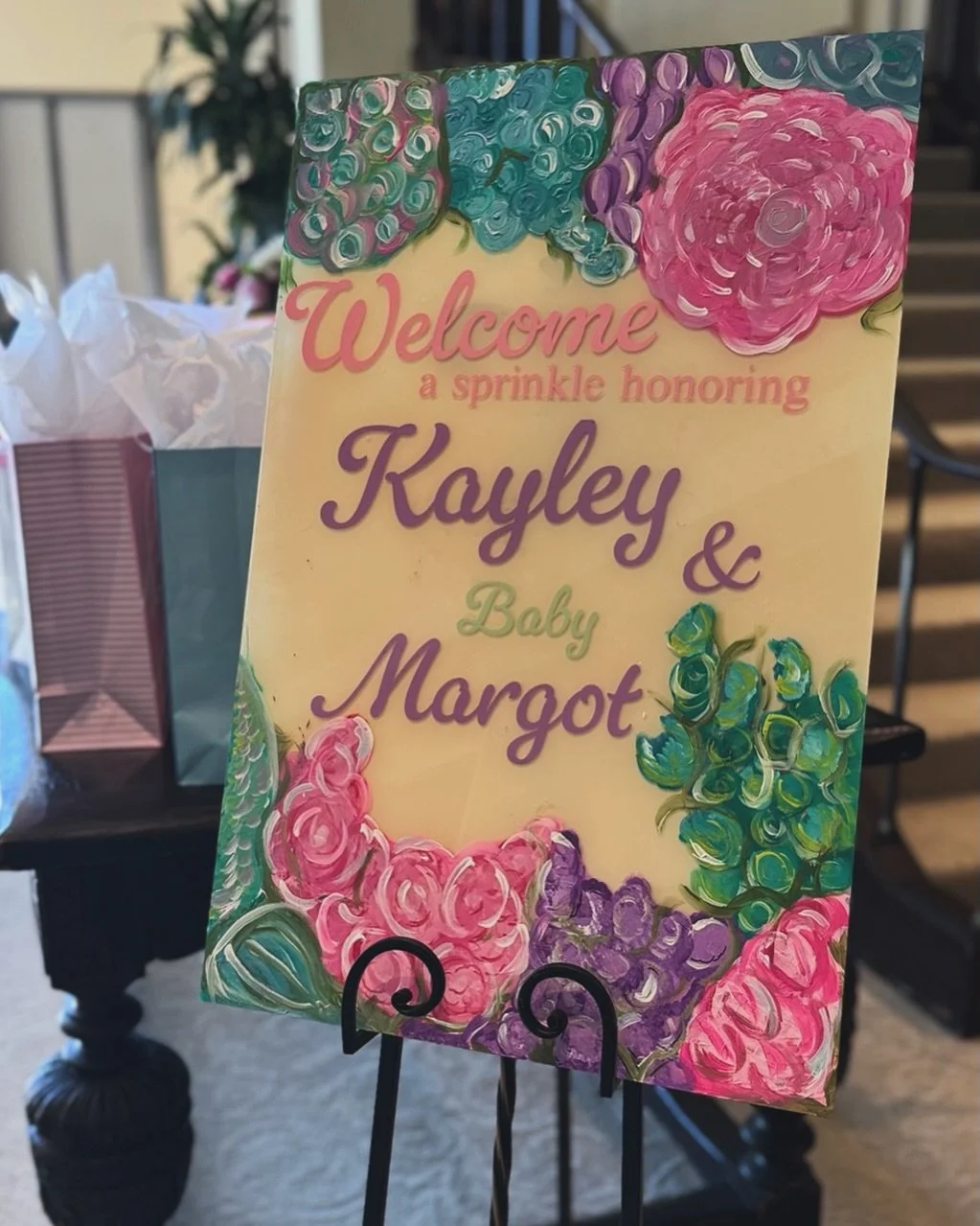 The first thing guests see when they walk in matters.

Custom welcome signs instantly make a shower feel planned and thoughtful, and they double as part of the d&eacute;cor instead of something you throw away after.

Created this one to welcome baby 