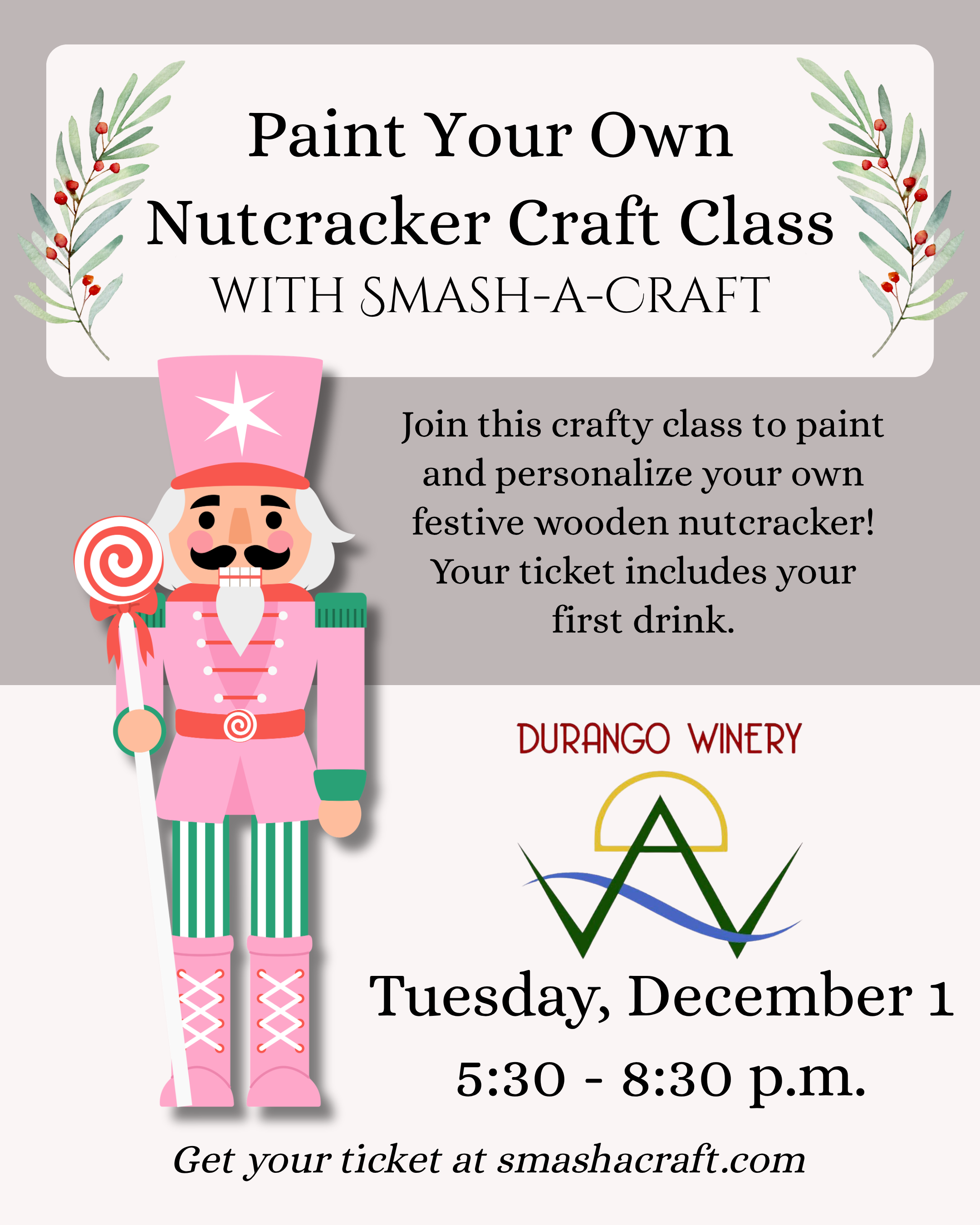Paint Your Own Nutcracker Class_Durango Winery 2026.png