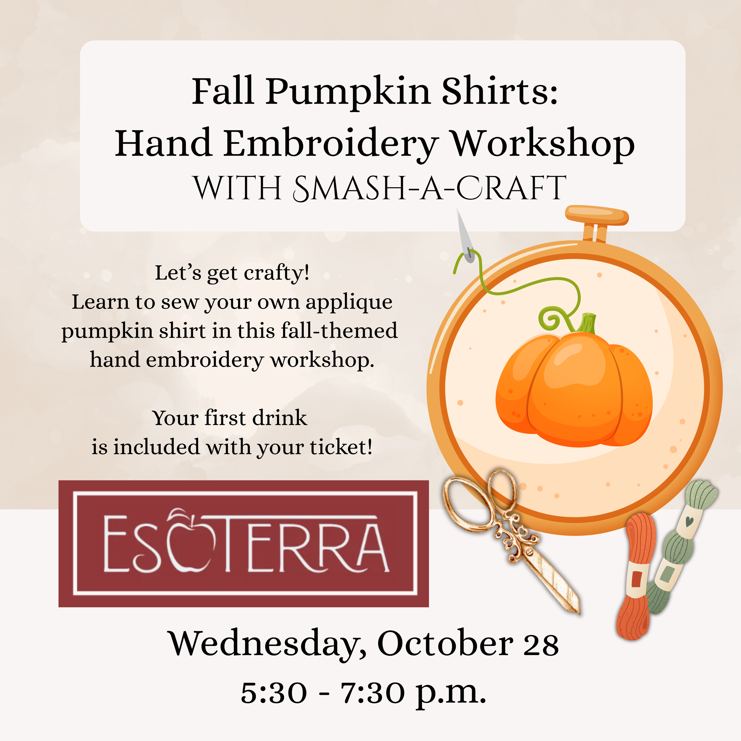 EsoTerra - Pumpkin Shirts Hand Embroidery Craft Class (Square Pillow).png