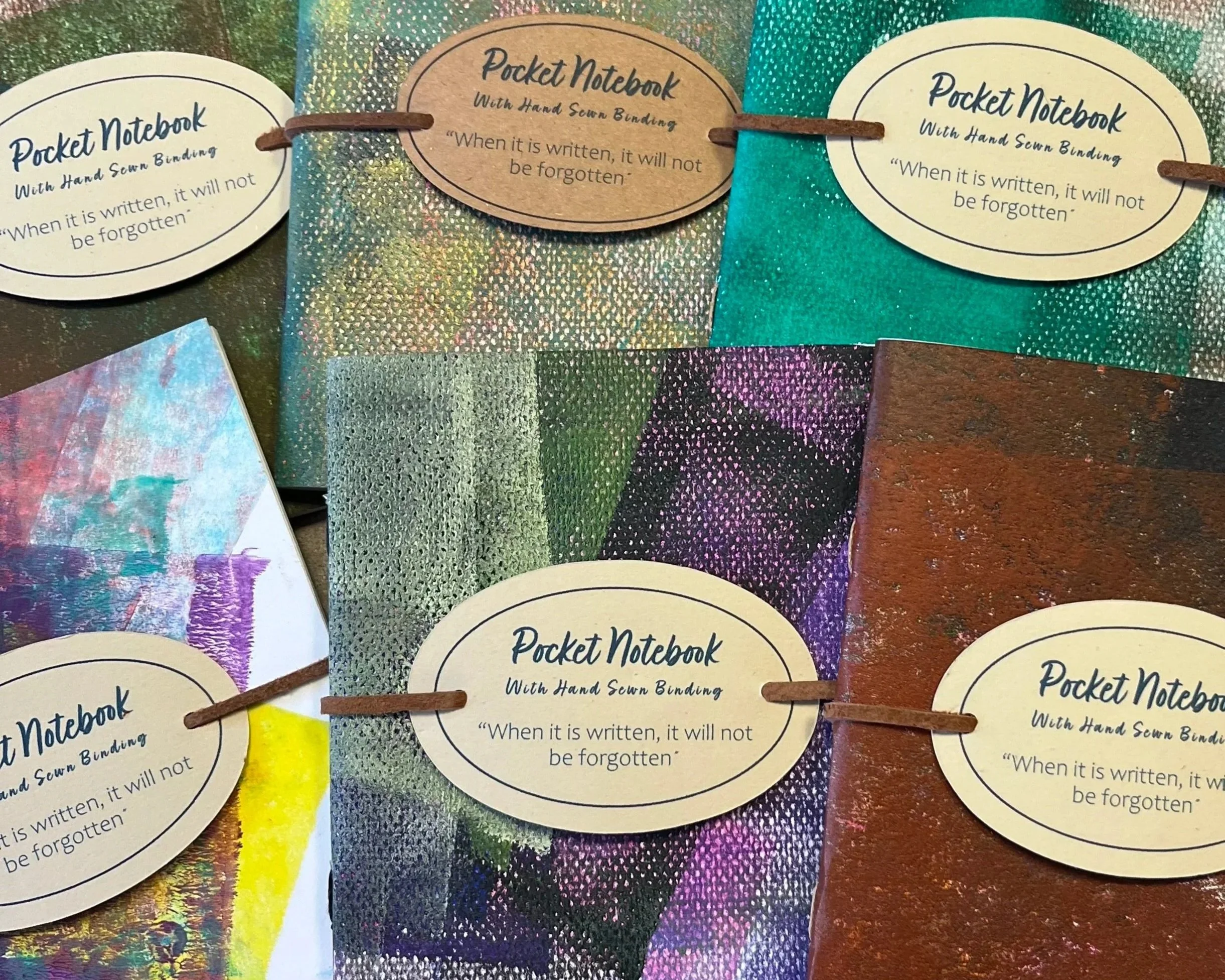 Hand Sewn Pocket Notbooks with monoprint covers