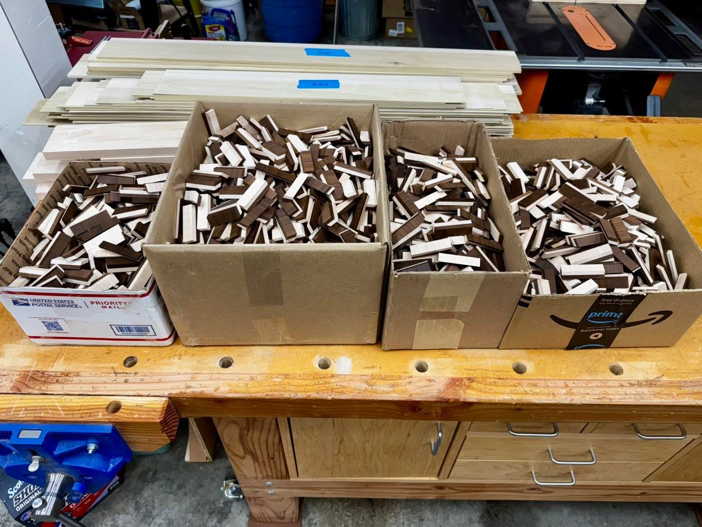 That&rsquo;s all the parallelograms cut - I estimate around 2,800 which is a bit more than I need but it&rsquo;s always important to plan for some amount of defect/loss. Total time spent was a bit over 7 hours over three days!

The next step will be 