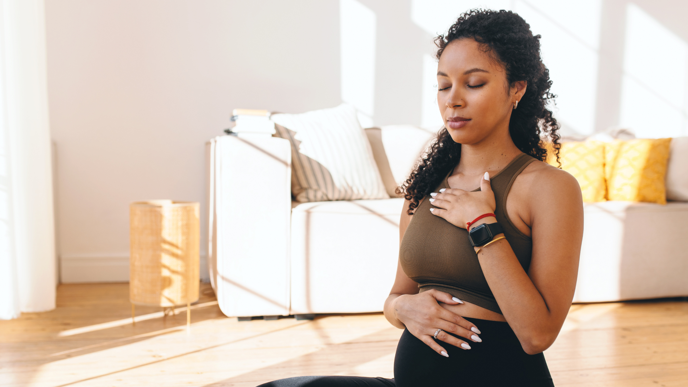 pregnant mom meditating connection to body