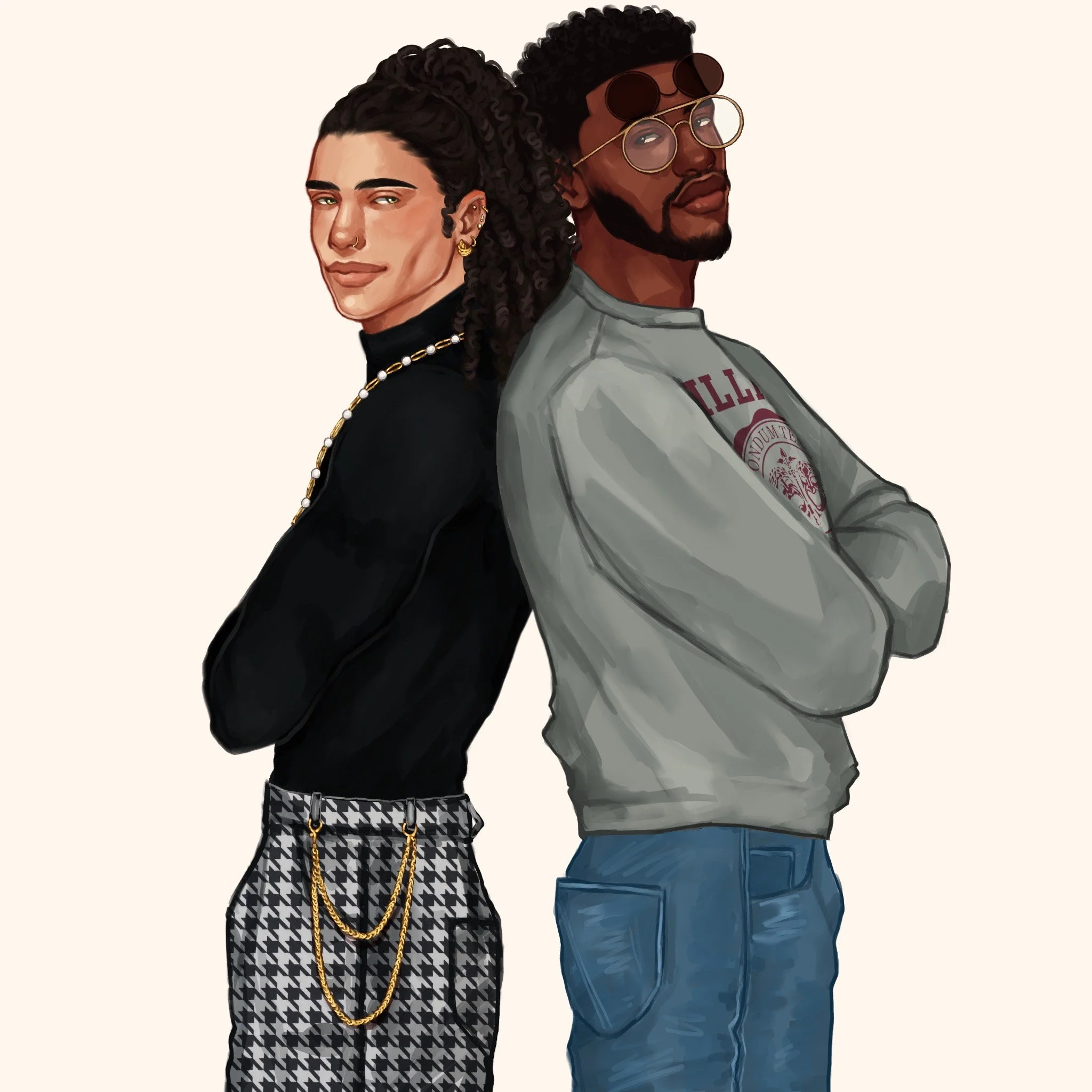 Zeke & Hendrix as Dwayne and Whitley from A Different World ❤️ Artist Credit: @ebonidoesart