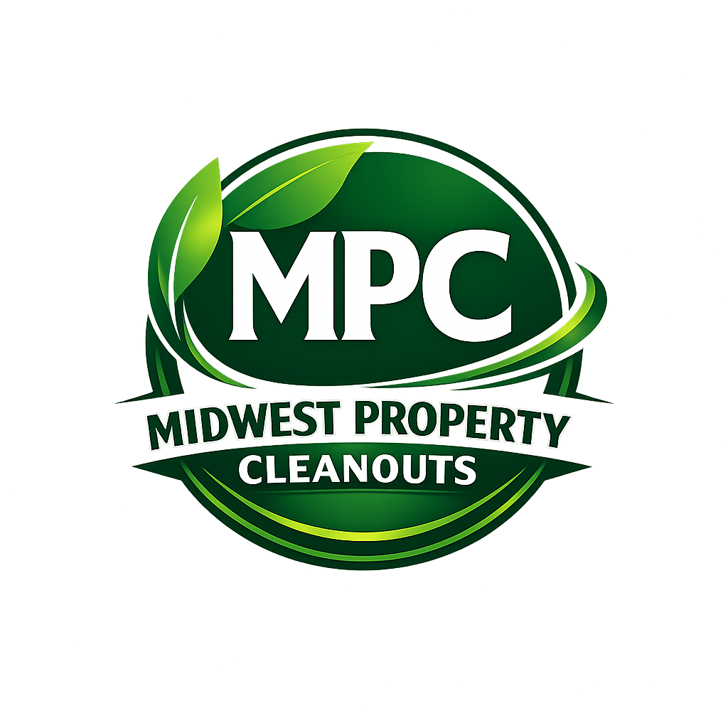 Logo for Midwest Property Cleanouts with green leaf design and text 'MPC Midwest Property Cleanouts'
